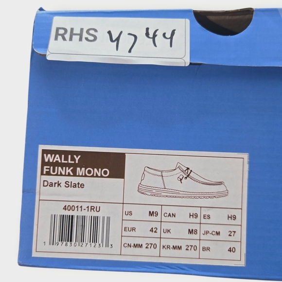 NIB Hey Dude Wally Funk Mono Men's Slip-On Shoes Dark Slate Size M9 New EU 42 * - Picture 3 of 12